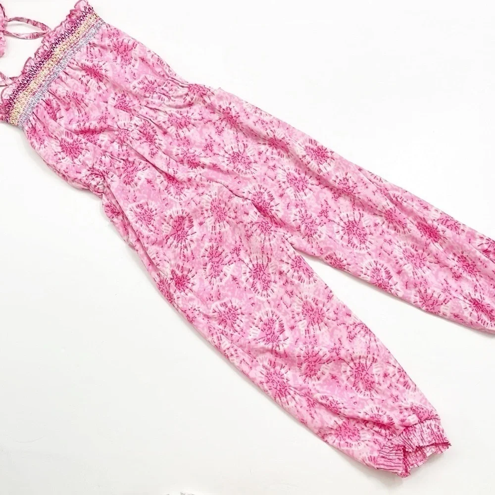 Star Ride little girls pink tie dye jumpsuit